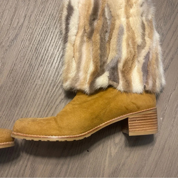 Stuart Weitzman Blizzard Genuine Mink and Suede Boots Cottagecore Prarie Sz 5.5 - Picture 5 of 11